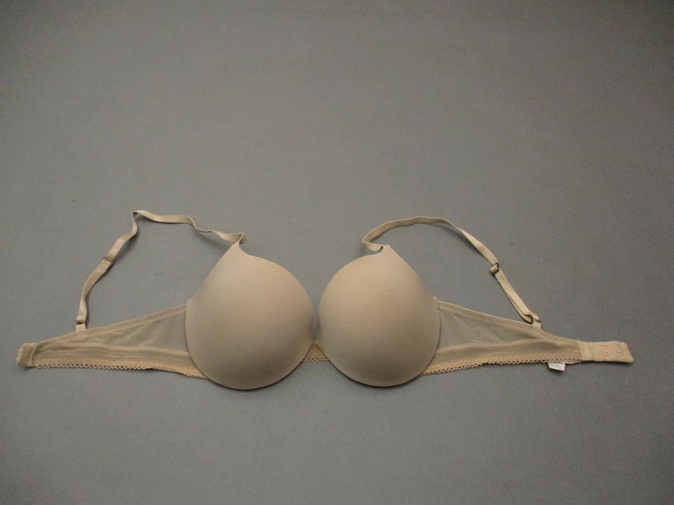 32D Calvin Klein Womens Nude Underwire Padded Back Closure T-Shirt Demi Bra 2H - Image 3 of 4