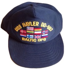 1994 USS HAYLER DD-997 BLUE BASEBALL CAP HAT, BALTIC OPERATIONS 94, MADE IN USA