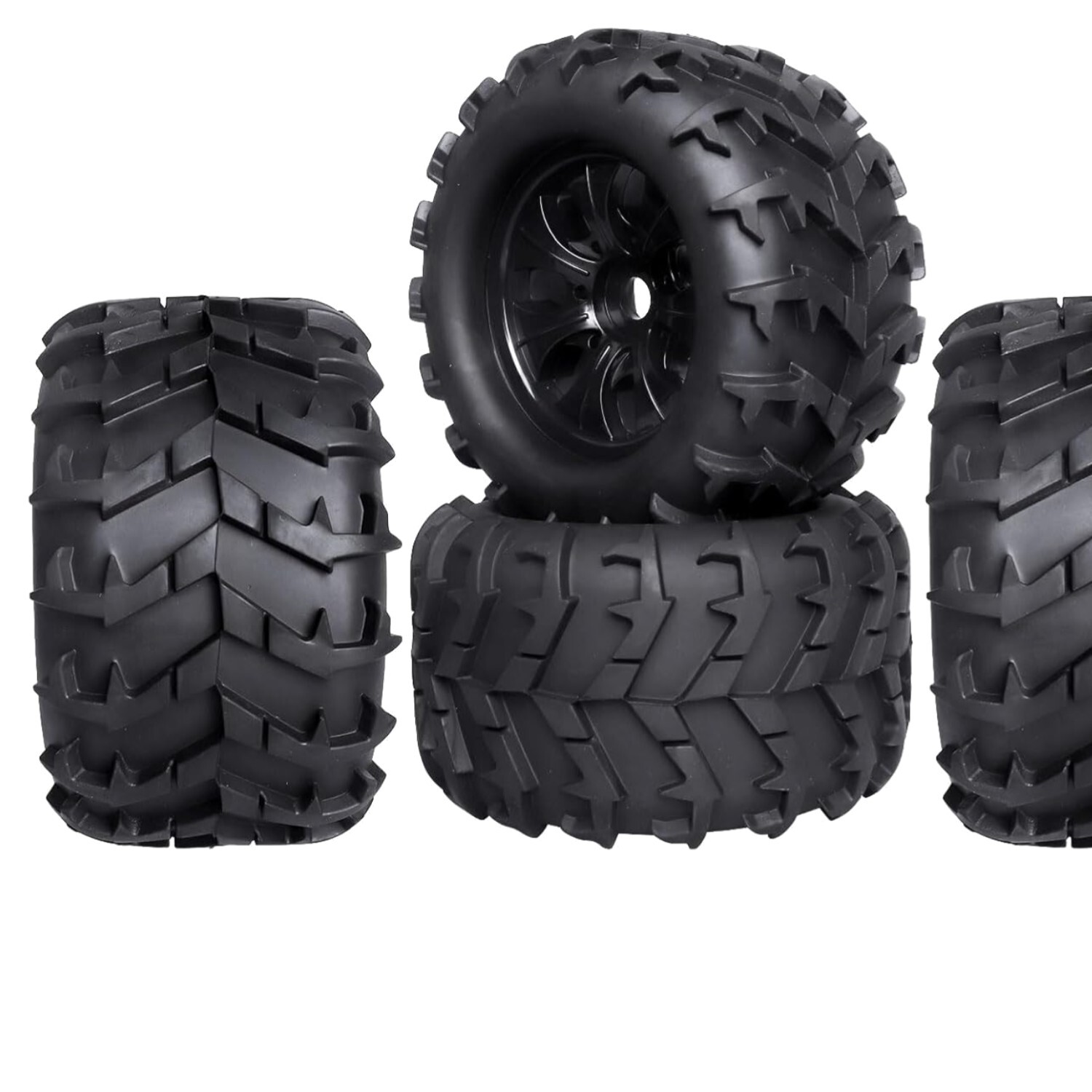 17mm Hex RC Monster Truck Wheels & Tires Pre-Glued for Durability