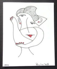 BRUCE W. HALL OUTSIDER NAIVE FOLK ART PORTRAIT ORIGINAL DRAWING 2004 #35