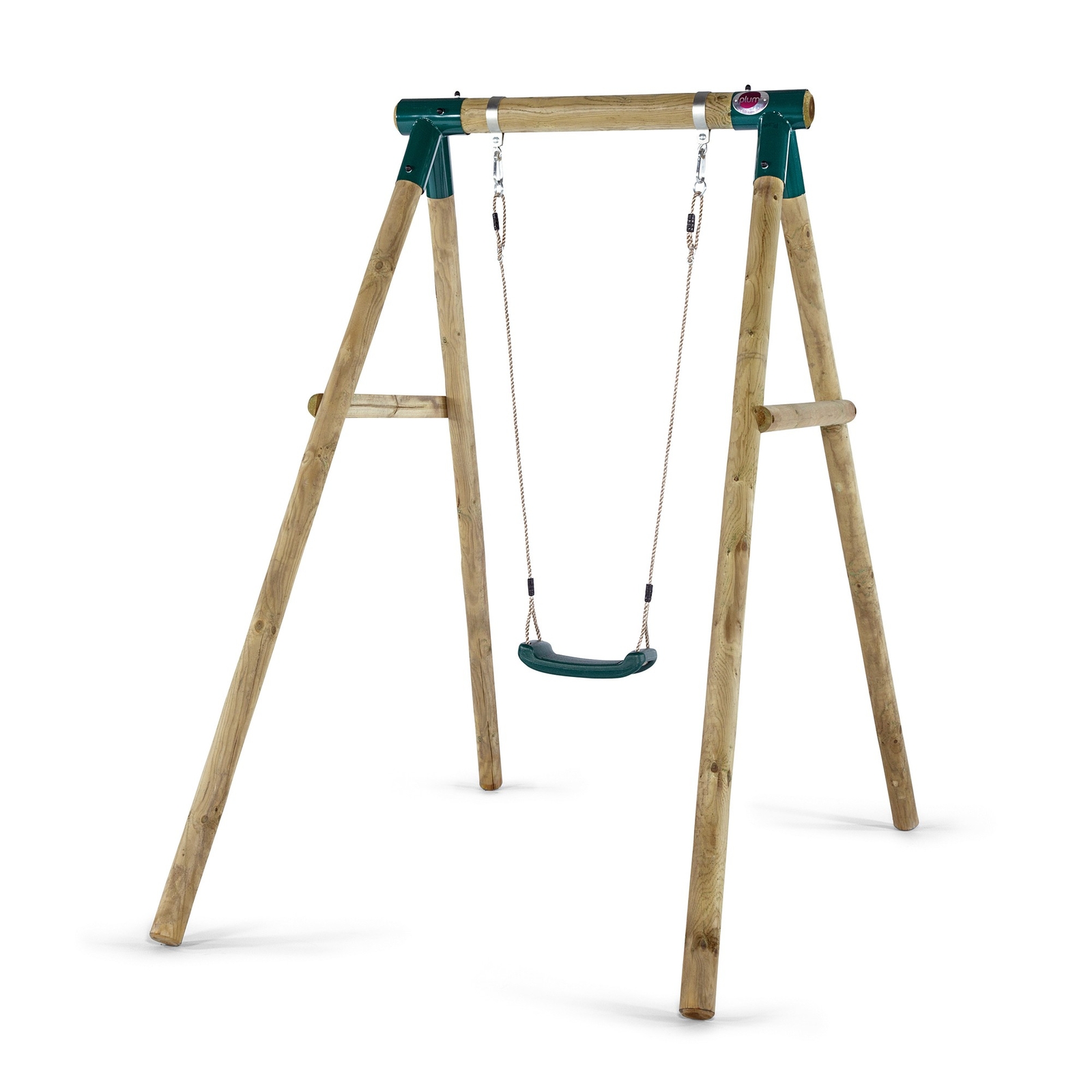 Plum Round Pole Single  Garden Outdoor Kids Swing Set - Anchors Included