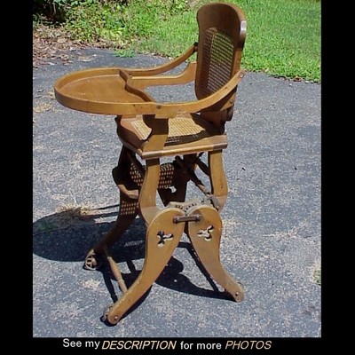 antique high chair rocker combination