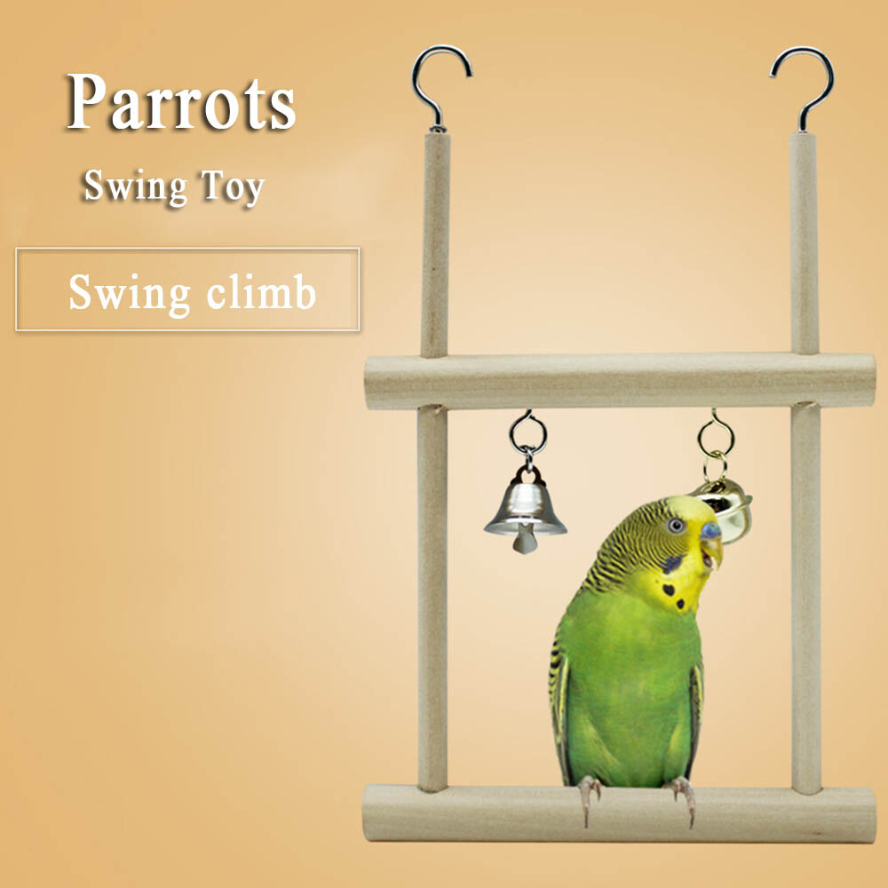 Bird Toy 100cm Colorful Perch With Bell For Parrots, Budgies