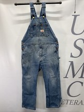 Mens Round House Denim Jeans Carpenters Bib Overalls True Size 34X28 USA.