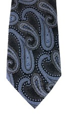 Daniel Craig Necktie Black  Blue Paisley 100 Silk Classic Tie
