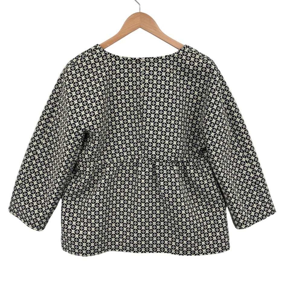 Studio M Jacket Womens XL Beige Black Geo Print Long Sleeve Lined Button Front - Image 2 of 4