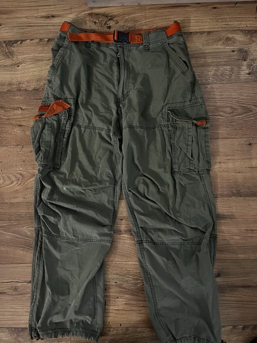 Abercrombie Fitch Hose Herren S Grün Cargo Fallschirmjäger Vintage Baggy Y2K