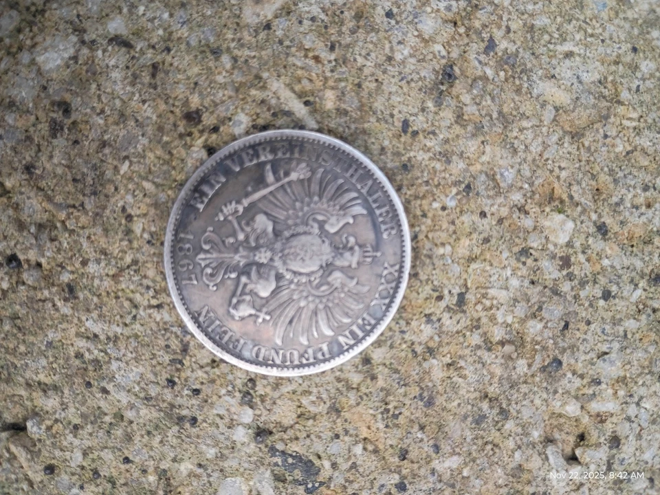 1867-A Prussia Thaler 90% Silver Toned Coin  Great Detail German Unification - Image 4 of 4