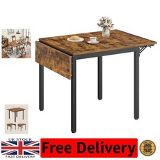 Industrial Drop Leaf Dining Table - Seats 2-4, Easy Assembly for Small Spaces