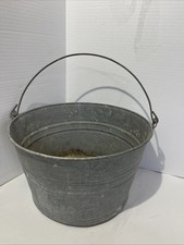 Bañera de lavado galvanizada vintage y cubo con mango oscilante 14,25"D Prim Country Farm