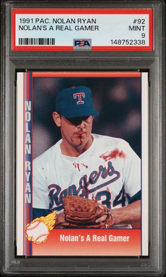 #ad 1991 Pacific NOLAN RYAN quot;Bloody Lip Jerseyquot; Baseball Card #92 Graded PSA 9 MINT $79.99