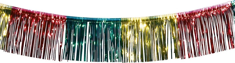 10 M BUNTE FRANSEN GIRLANDE Party Lametta Deko Silvester Geburtstag Fasching