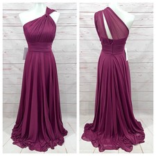 NWT Azazie Charlize One Shoulder Formal Bridesmaid Maxi Dress in Mulberry 10