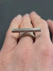 925 Sterling Silver Modernist Ribbed Bar Top Ring Size 6.75