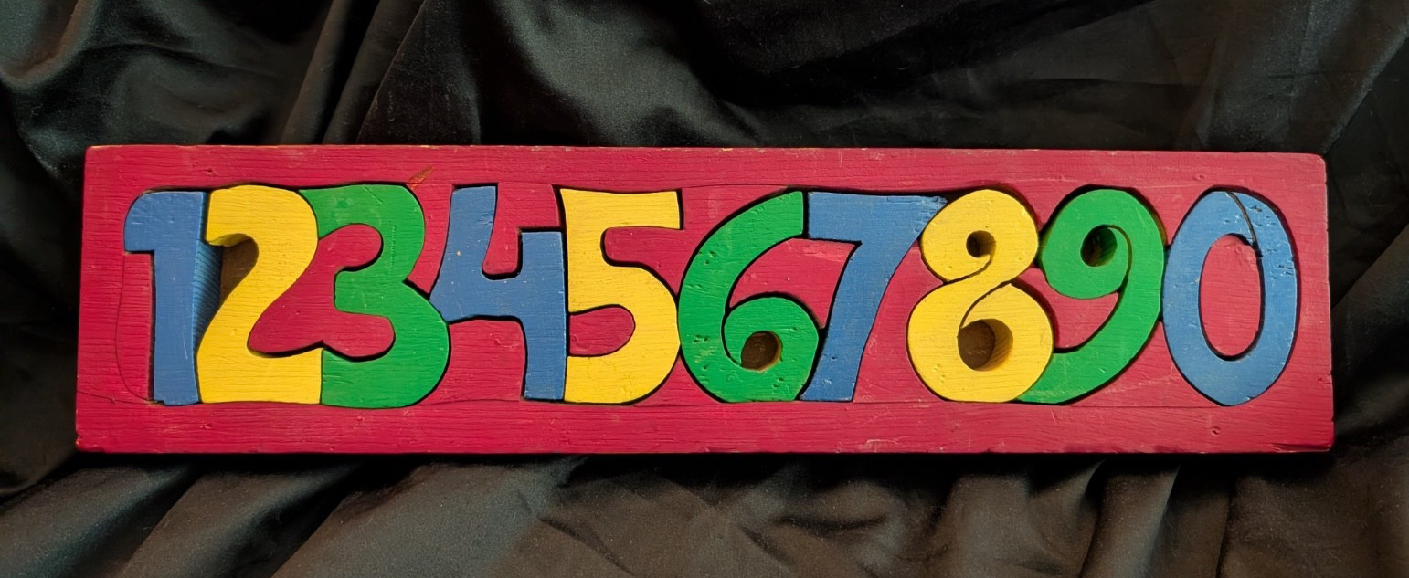 Vintage Unique Colorful Numbers Wooden Puzzle 11 pcs- 15 x 4 1/2