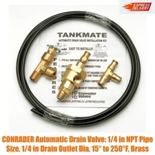 CONRADER Automatic Drain Valve: 1/4 in NPT Pipe Size, 1/4 in Drain Outlet Dia