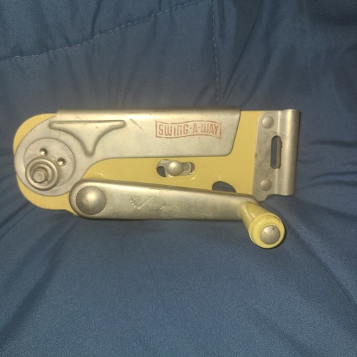 Vintage Swing-A-Way  Can Opener w/Yellow Plastic Handle 