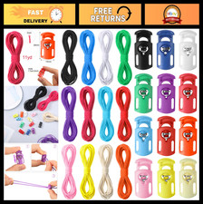 60 Pcs Plastic Cord Locks 12 Pcs 132 Yd 2mm Stretch String for Drawstrings