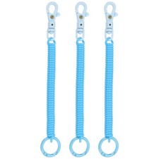 3pcs Retractable Coil Springs Keychain with Lobster Clasp Keyring Light Blue