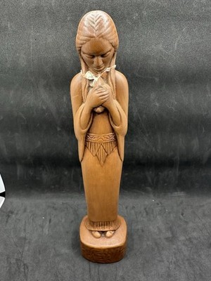FRANKOMA Pottery Willard Stone 101  Native American Maiden w Rabbit *Re-glued**