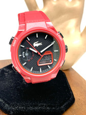 Lacoste Men's Watch 2011368 Quartz Analog Digital LC33 Red Dial Rubber Band 45mm