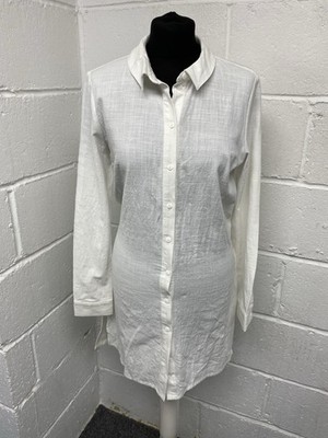 Vero Moda weiß Langarm durchgeknöpft Gürtel 100 % Baumwolle Hemdkleid UKM PB