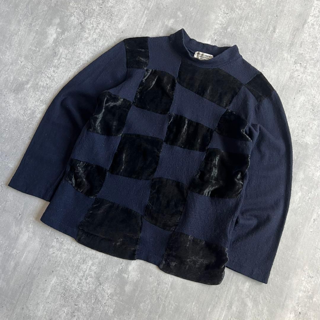 COMME des GARCONS Patchwork Sweater Navy/Black Wo… - image 2