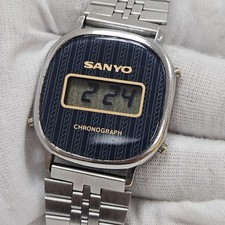 Vintage Sanyo Digital Led Retro Mens Wrist Watch Chronograph Quartz New Battery