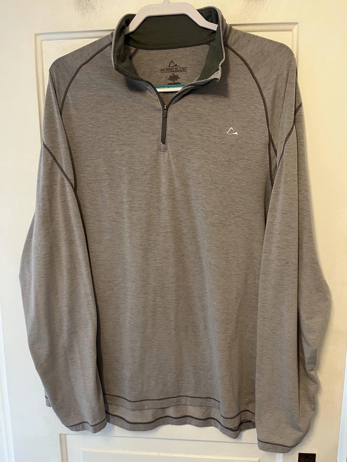 Paradox Pullover Mens XL Gray Merino Blend 1/4 Zip Long Sleeve Base Layer Hiking