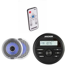 Kicker KMC2 Gauge Mount Marine Grade Receiver 51KM614FL 6.5" Thin-Mount LED...
