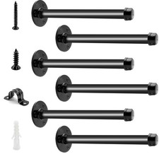 6 Pack Pipe Shelf Brackets 12 Inch, Industrial Iron Pipe Floating Shelves Bra...