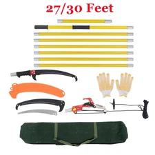 27/30 Feet Manual Pole Saw For Tree Trimming With Sharp Steel Blade and Scissors