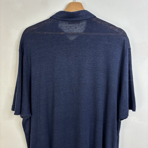 Luca Faloni Elba Polo Shirt 3XL 100% Linen Short Sleeve Navy Blue Summer XXXL - Picture 20 of 23