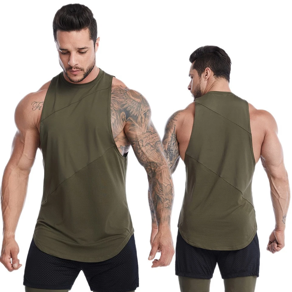 Men Sport Fitness Vest Sleeveless T-Shirt Muscle Tee Solid Blank Tank Summer Gym - Image 4 of 4
