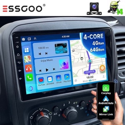 9'' 4+64GB Autoradio Für Opel Vivaro B Fiat Talento Android GPS BT Carplay KAM FM