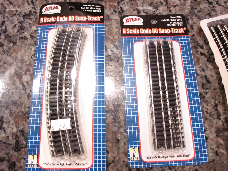 Atlas N Scale Code 80 Train Snap-Track Set Switch Super Flex 29.5" Sections - Image 3 of 4