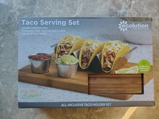 Ecolution Bamboo Taco Holder Set with Stainless Steel Cups