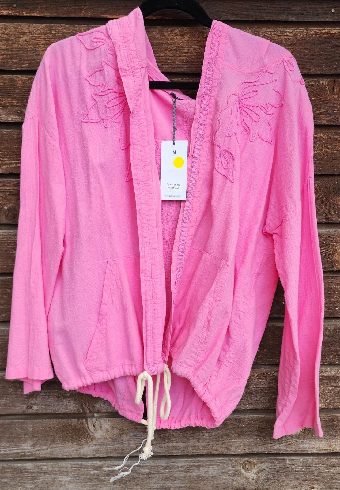 Gretty Zeuger Bright Pink Embroidered Jacket Hoody, Size Medium