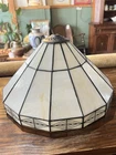 Vintage Dale Tiffany Slag Glass Lamp Shade Cream Off White Art Deco 15”