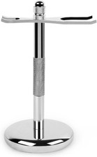 QShave Deluxe Chrome Razor and Brush Stand Holder, Prolong The Life of Silver