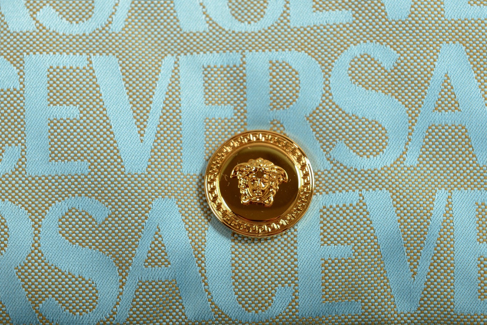 Versace Women's Blue Logo Print Gold Medusa Small Hobo Handbag Shoulder Bag image 5