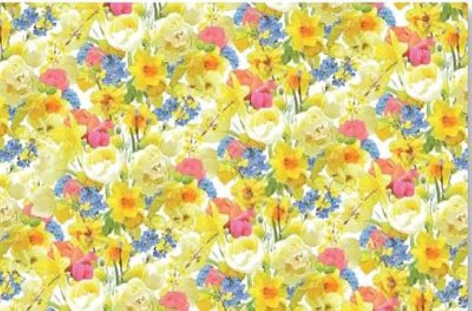 SIMON ELVIN 2 Sheets Quality Easter Gift Wrapping Paper - Spring Flowers Daffodils Tulips
