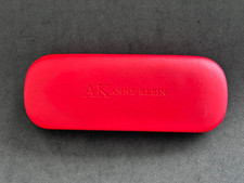 VINTAGE ANNE KLEIN RED CLAMSHELL SUNGLASS EYEGLASS CASE BLACK VELVET LINER