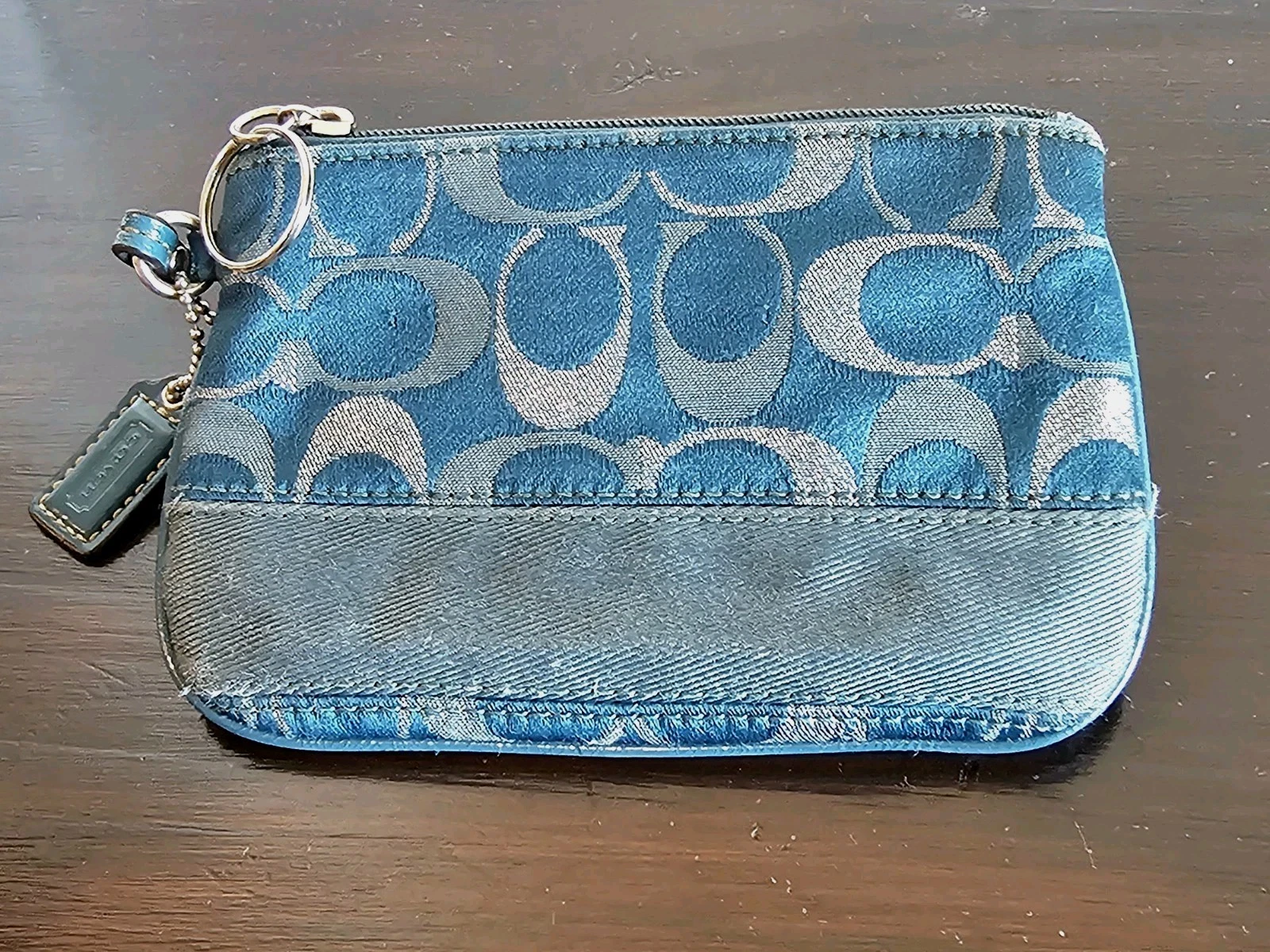 Borsa a tracolla Mini Coach originale vintage vendita campione 2002 7x4 e portachiavi blu