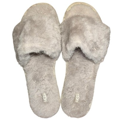 UGG Cozette Slide Slippers Women s Size 10 Gray Shearling Fur Sandals Lounging