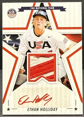 2025 Panini Ethan Holliday 23/25 NM+ Rockies 18u Game Used Patch Auto RC    cc17