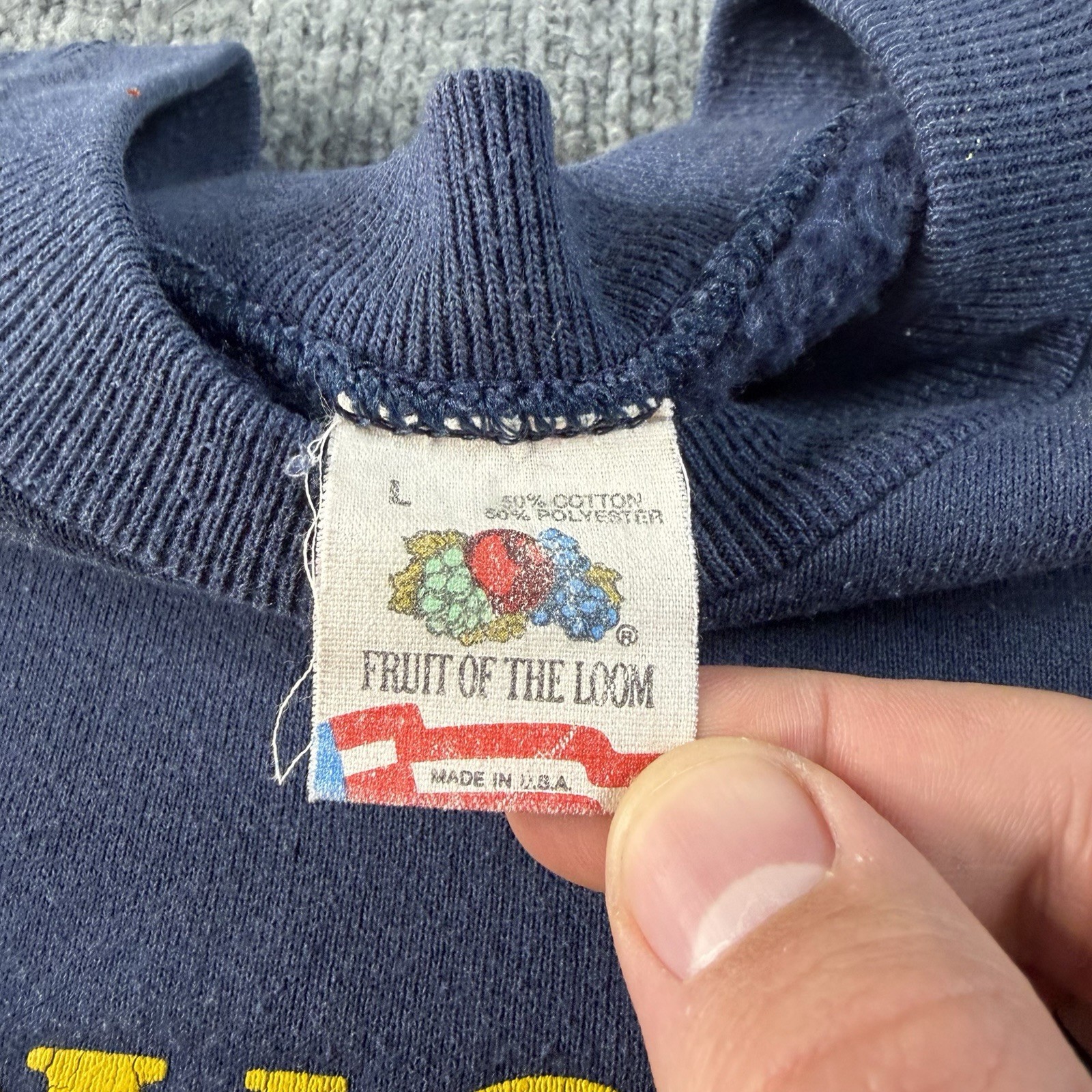 Vintage Gucci Boot Crewneck Crewneck Mens Large Blue Fleece Sweatshirt 90s USA thumbnail 5