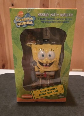Vintage Sponge Bob Square Pants Krabby Patty Bobblehead, Nickelodeon 2002 NIB