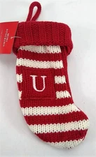 Letter U Knit Monogram Striped Mini Stocking Wondershop Red/White Xmas Target 8"