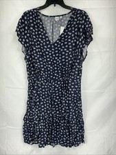 NWT GAP Women's XXL Flutter Sleeve Tie-Waist Mini Dress Navy & White Print